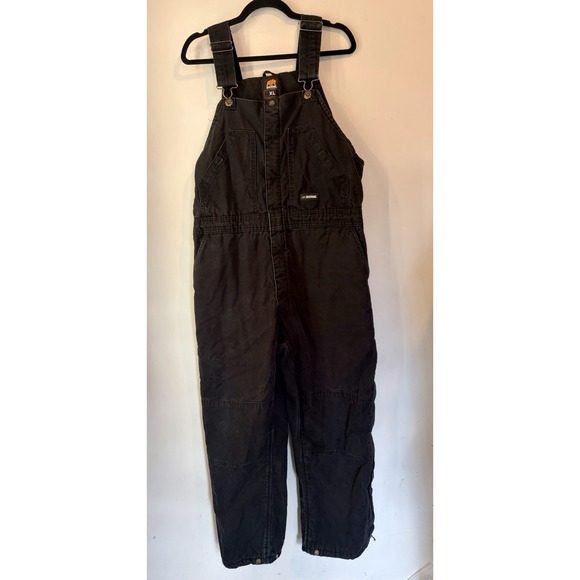 Berne Pants - Berne Insulated Workwear Bib Overalls Womens XL Black Canvas Quilted Lined